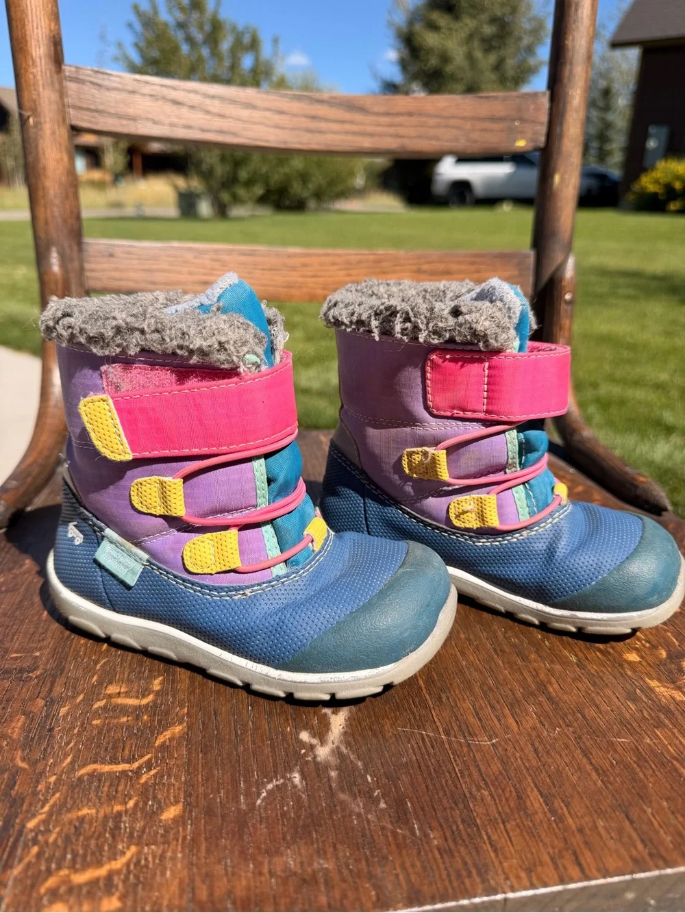 See Kai Run Gilman Waterproof/ Insulated Winter Boots - Blue & Pink